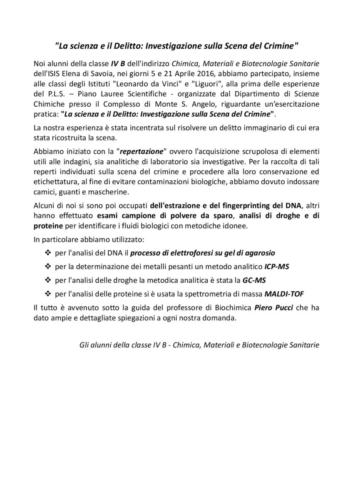 La Scienza e il Delitto (5-21/4/2016)