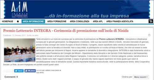 Premio Letterario INTEGRA (25/1/2017)