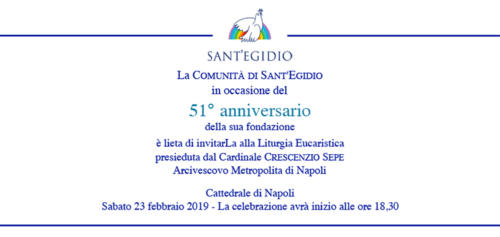 51° Anniversario di Sant'Egidio (23/2/2019)