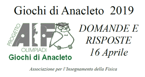 Giochi di Anacleto (16/4/2019 e 3/5/2019)
