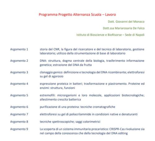 Progetto di Microbiologia e Biotecnologie - CNR (2/5/2019 - 25/6/2019