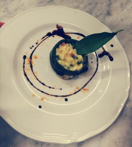 Tortino di riso con verdure bardato con porro stufato (11/2/21)