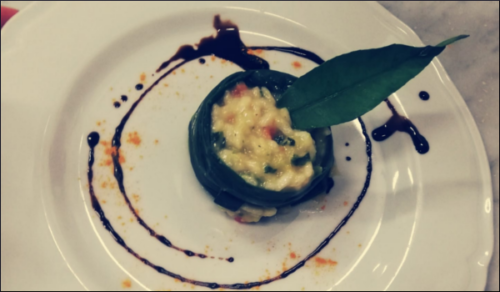 Tortino di riso con verdure bardato con porro stufato (11/2/21)